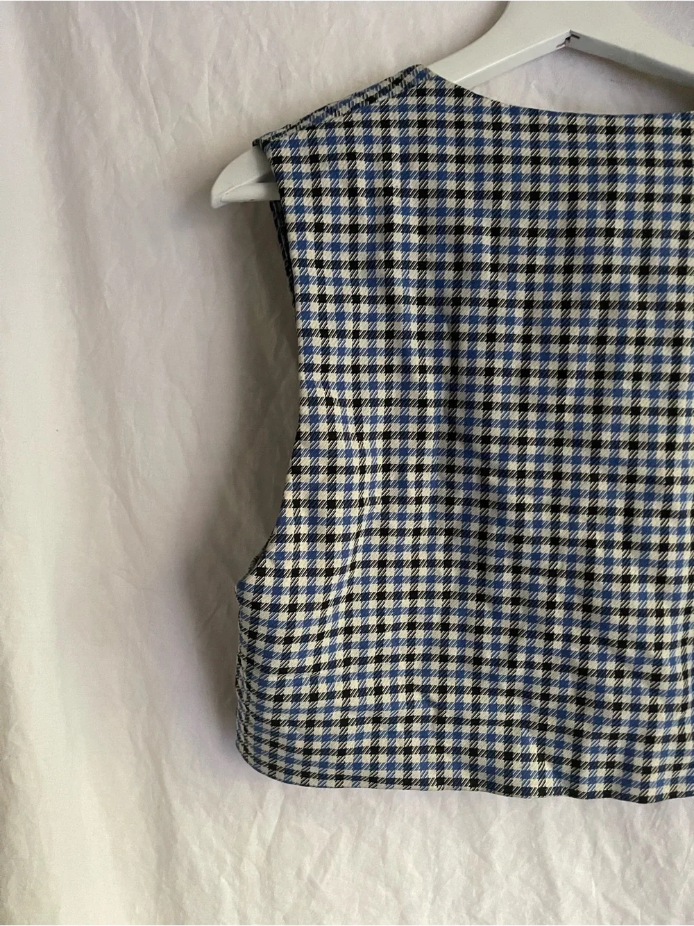 ZARA Gingham Houndstooth Cropped Vest V-Neck Sleeveless Crop Top Size S Preppy - Picture 7 of 15